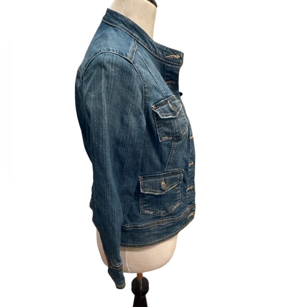 Gloria Vanderbilt Jean Jacket, Denim, Blue, Pockets, Button Down~Medium Petite - Picture 5 of 13